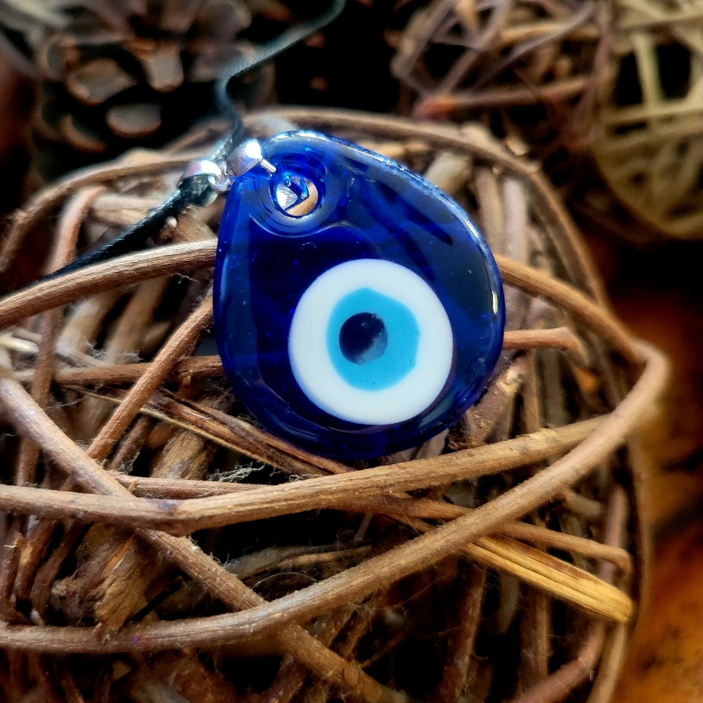 Turkish eye glass necklace